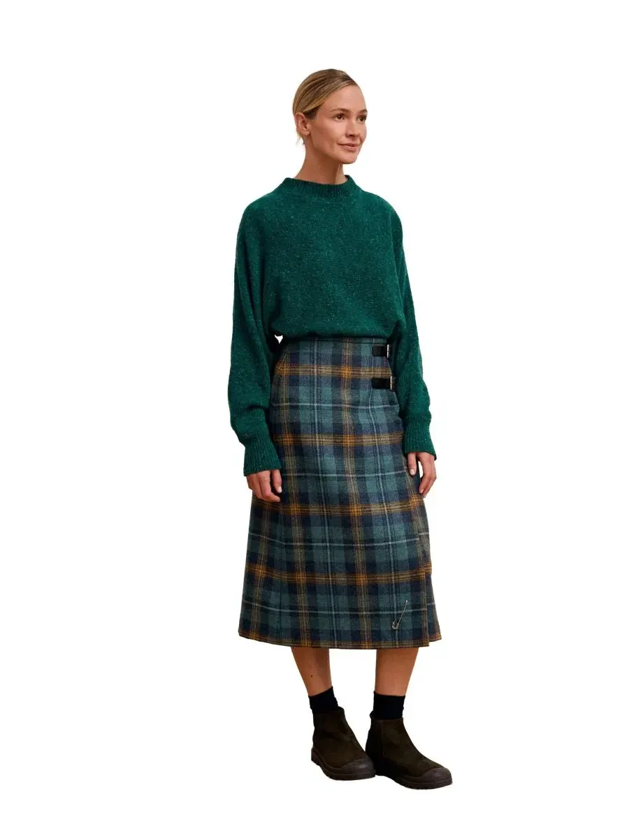 Миди-килт из шерсти с принтом тартан Celtic & Co., Teal Ochre Tartan — изображение 2 из 6