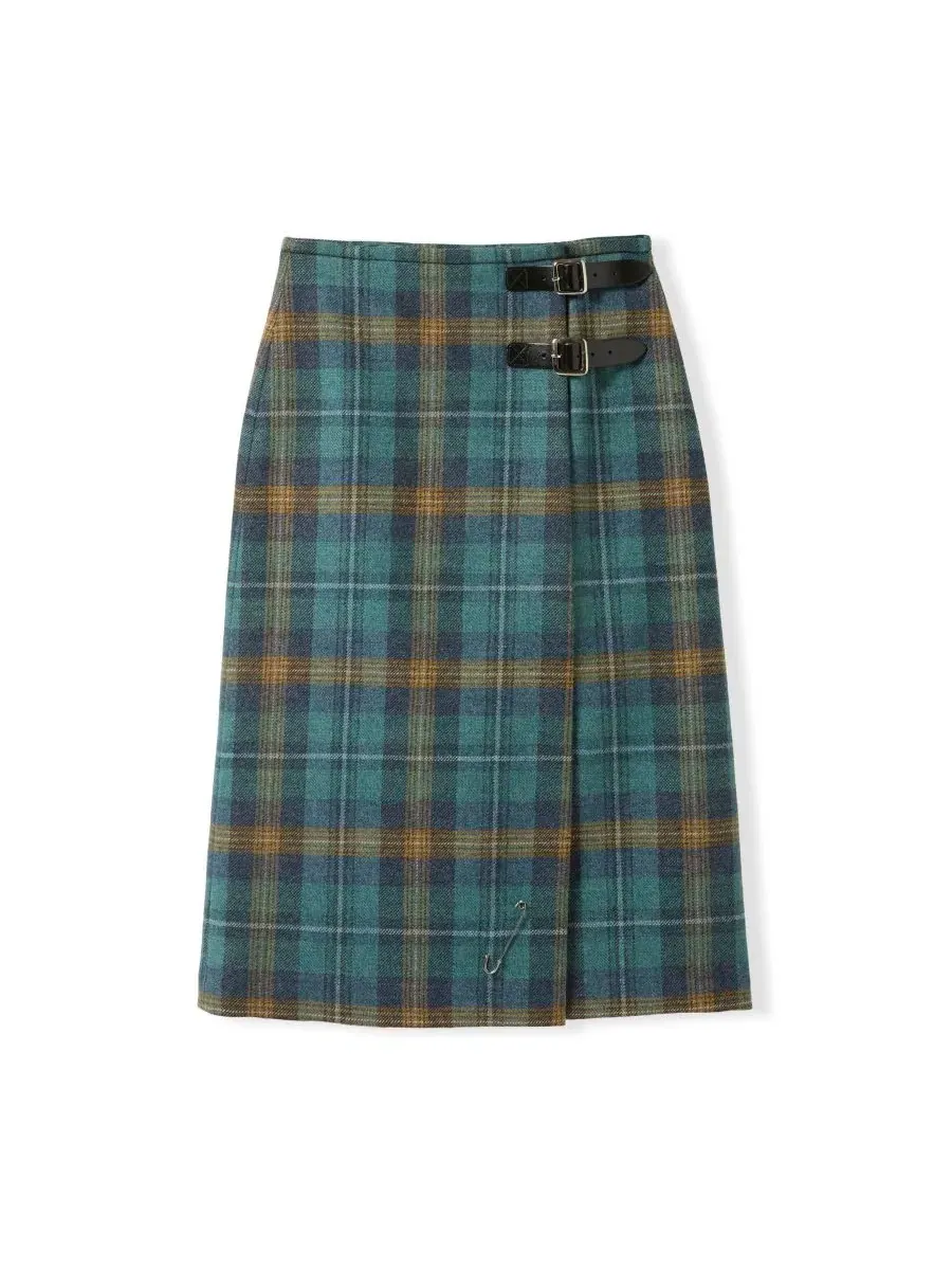 Миди-килт из шерсти с принтом тартан Celtic & Co., Teal Ochre Tartan — изображение 3 из 6