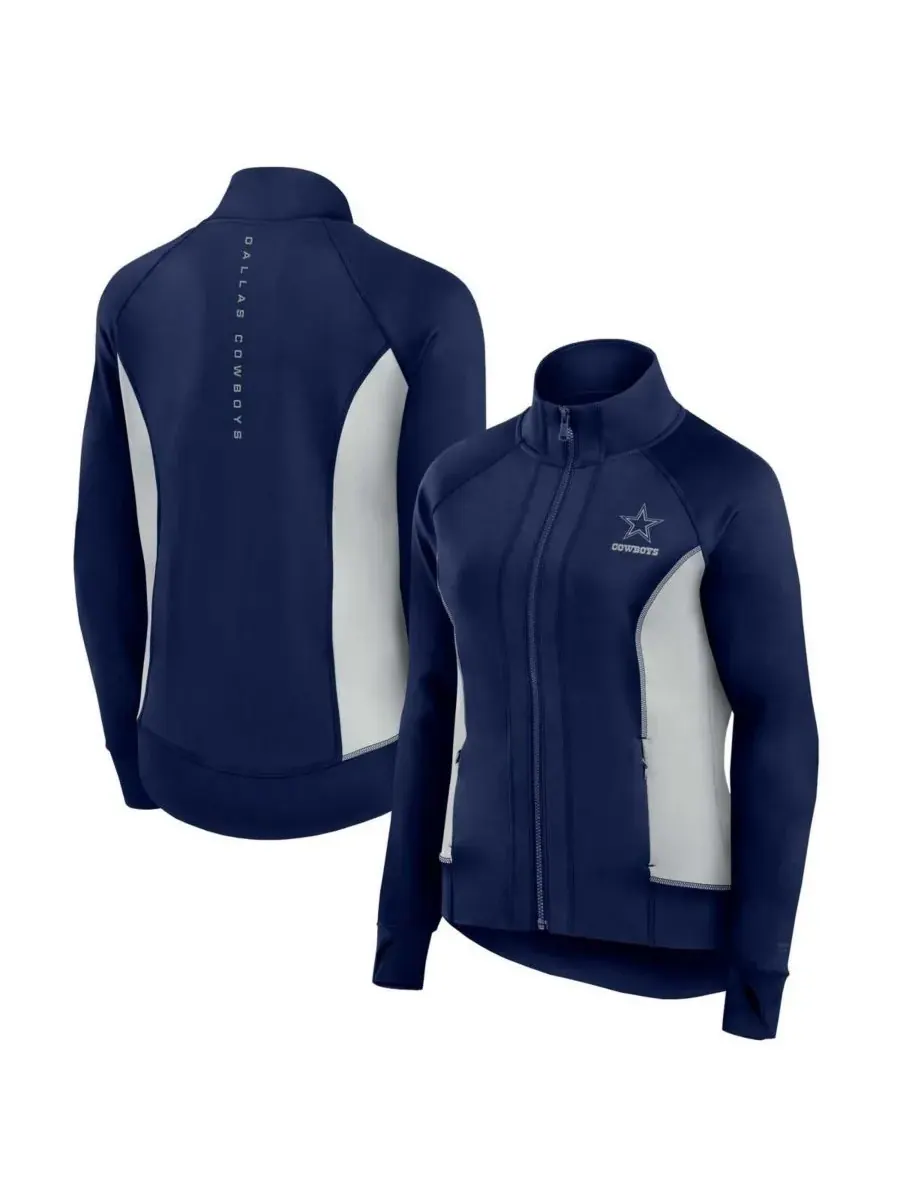 Fanatics Женская темно-синяя спортивная куртка Dallas Cowboys Studio Fitted Full-Zip Gym Track — изображение 1 из 3