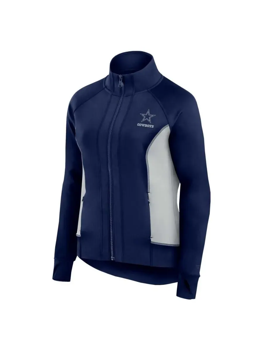 Fanatics Женская темно-синяя спортивная куртка Dallas Cowboys Studio Fitted Full-Zip Gym Track — изображение 2 из 3