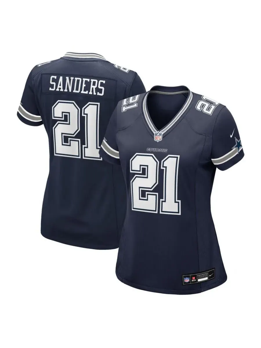 Nike Женская футболка с номером Деона Сандерса, темно-синего цвета, команды Dallas Cowboys, игрока — изображение 1 из 3