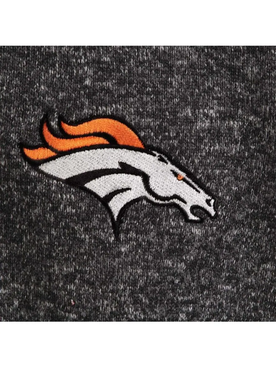 Antigua Мужская черная меланжевая куртка-пуловер Denver Broncos Fortune с застежкой-молнией до — изображение 2 из 3, черный