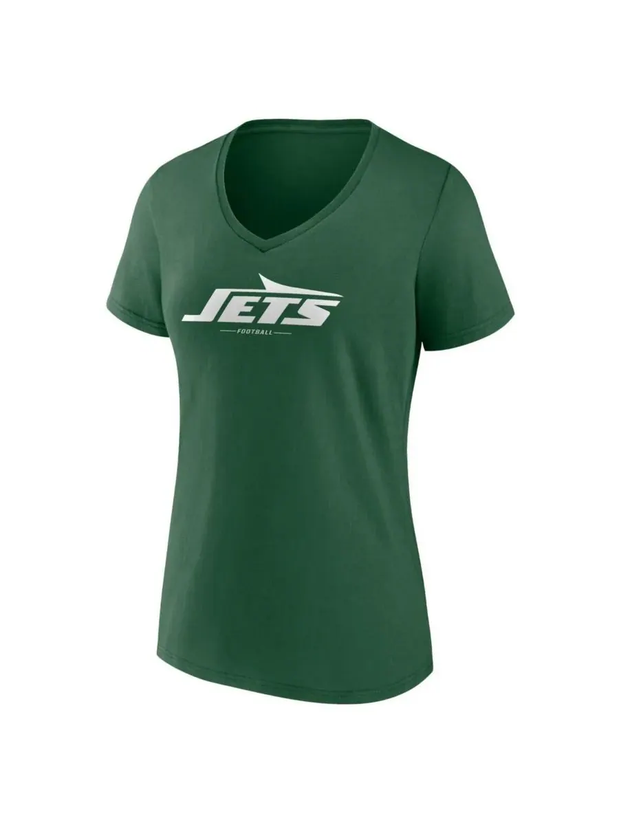 Fanatics Женская зеленая футболка с V-образным вырезом с символикой команды New York Jets — изображение 3 из 3, зеленый