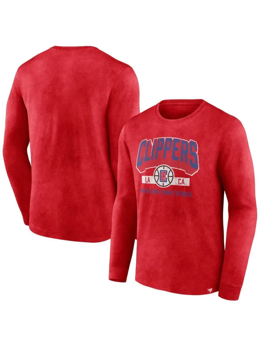 Fanatics Мужская футболка с длинным рукавом LA Clippers Front Court Press Snow Wash цвета меланж — изображение 1 из 3