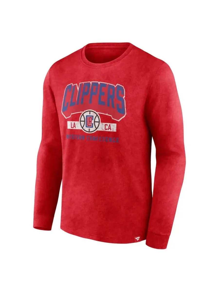 Fanatics Мужская футболка с длинным рукавом LA Clippers Front Court Press Snow Wash цвета меланж — изображение 2 из 3