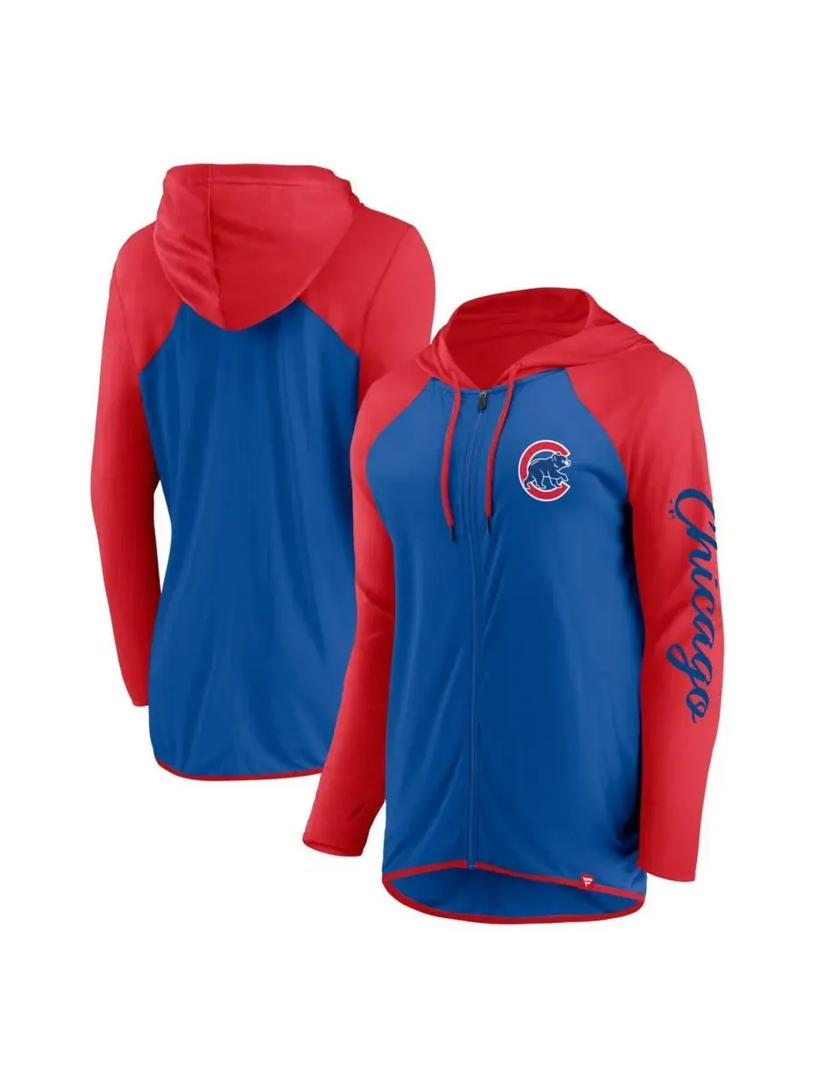 Fanatics Женская толстовка на молнии с рукавами, украшенными надписью Chicago Cubs — изображение 1 из 3, красный