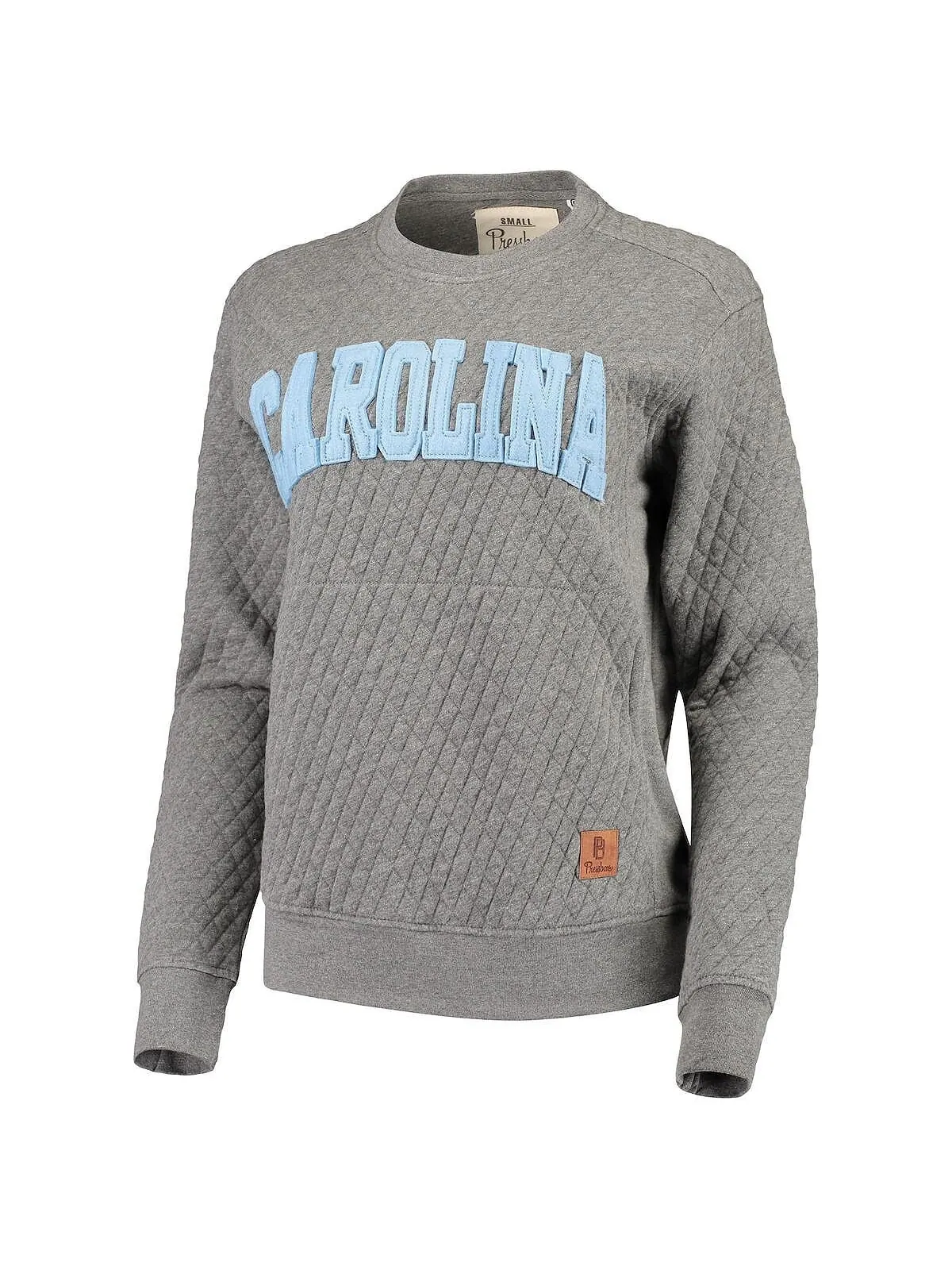 Женский стеганый свитшот с круглым вырезом серого цвета North Carolina Tar Heels и аппликацией — изображение 2 из 4, серый