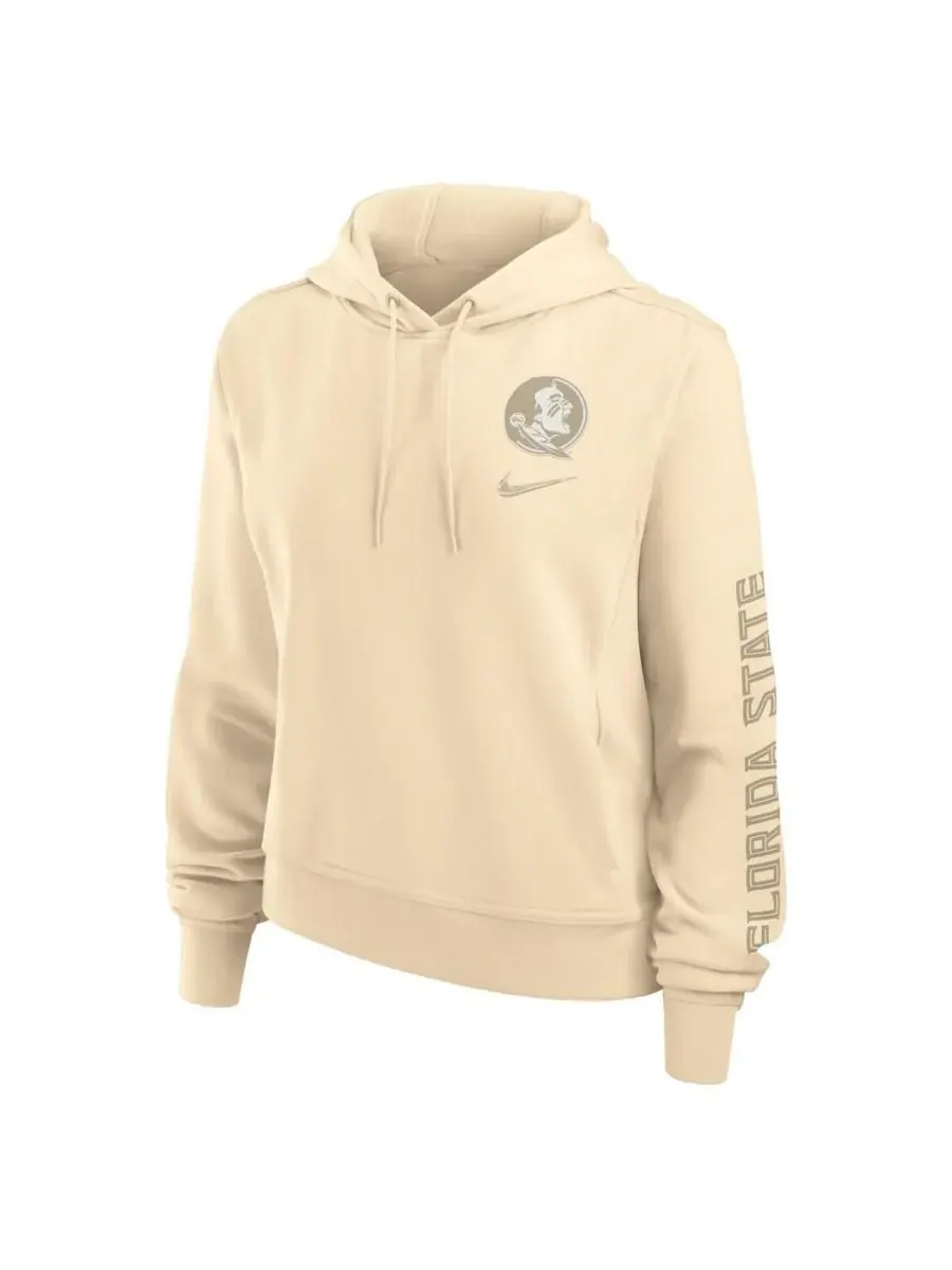 Женская толстовка с капюшоном Tan Florida State Seminoles One Performance Pullover Hoodie Nike — изображение 2 из 3, бежевый