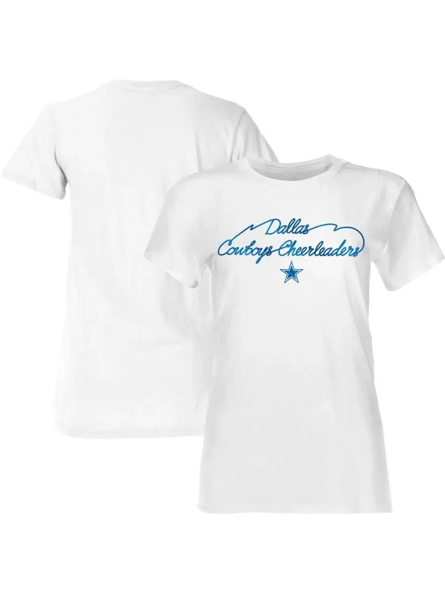 Dallas Cowboys Женская белая футболка Thunderstruck с фольгированным покрытием — белый