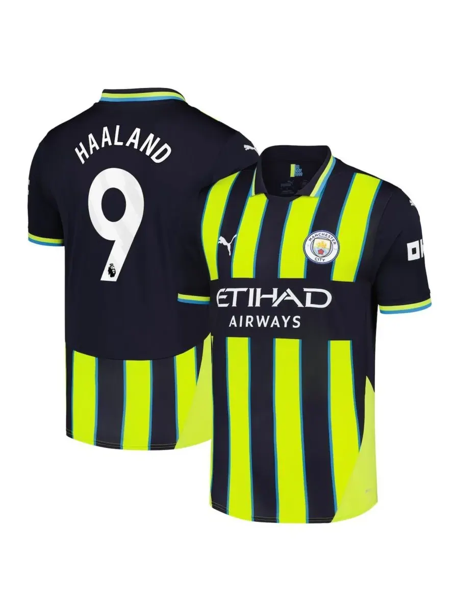 Puma Мужская выездная футболка Erling Haaland Navy Manchester City 2024/25, реплика игрока — изображение 1 из 3, темно-синий