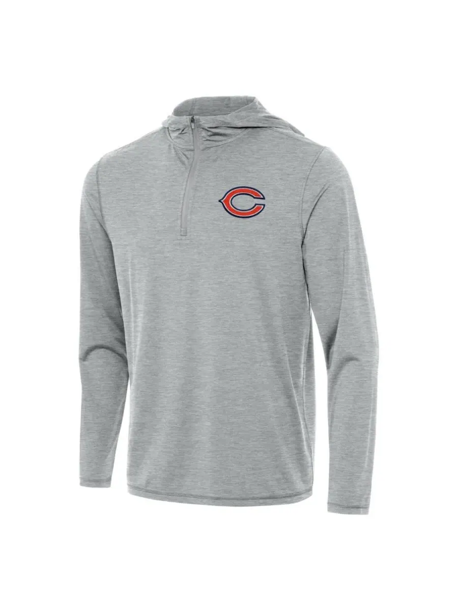 Худи с четверть-застежкой-молнией Chicago Bears Tidy Quarter-Zip Pullover Hoodie Antigua — изображение 1 из 1, серый