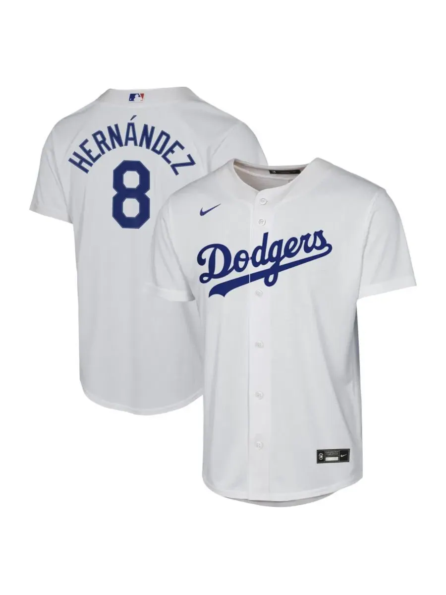 Детская футболка-джерси с длинным рукавом Enrique Hernández White Los Angeles Dodgers Baseline — изображение 1 из 3, белый