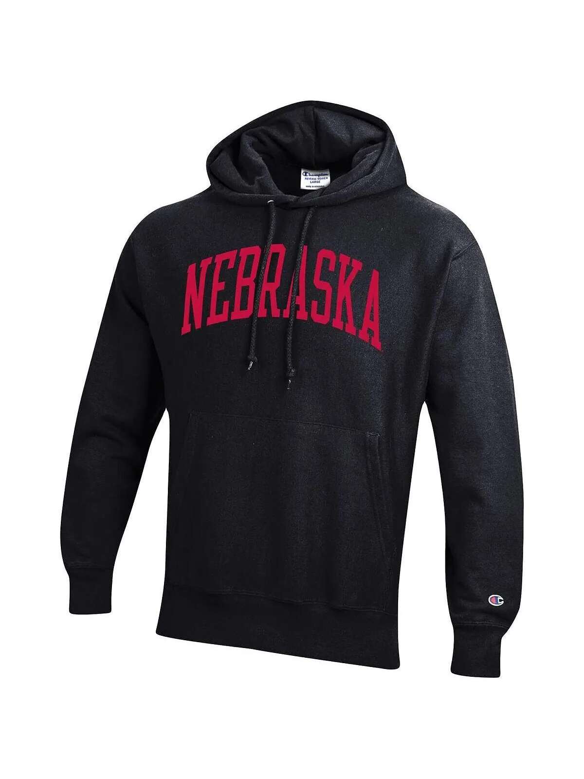 Мужской черный пуловер с капюшоном Nebraska Huskers Team Arch обратного переплетения Champion — изображение 2 из 2