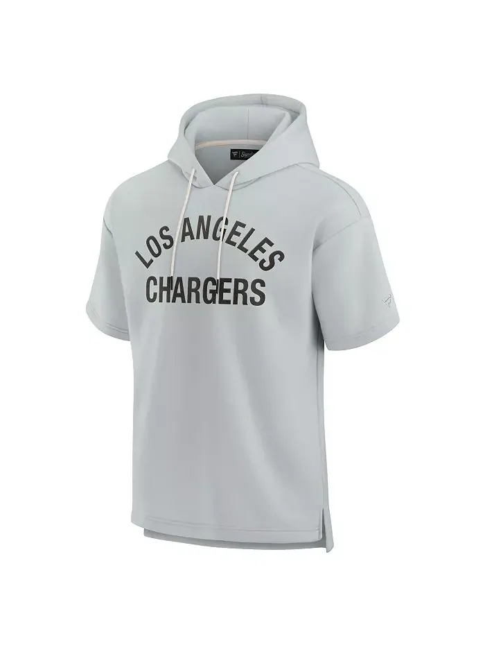 Мужская и женская серая толстовка с коротким рукавом Los Angeles Chargers из супермягкого флиса — изображение 3 из 3