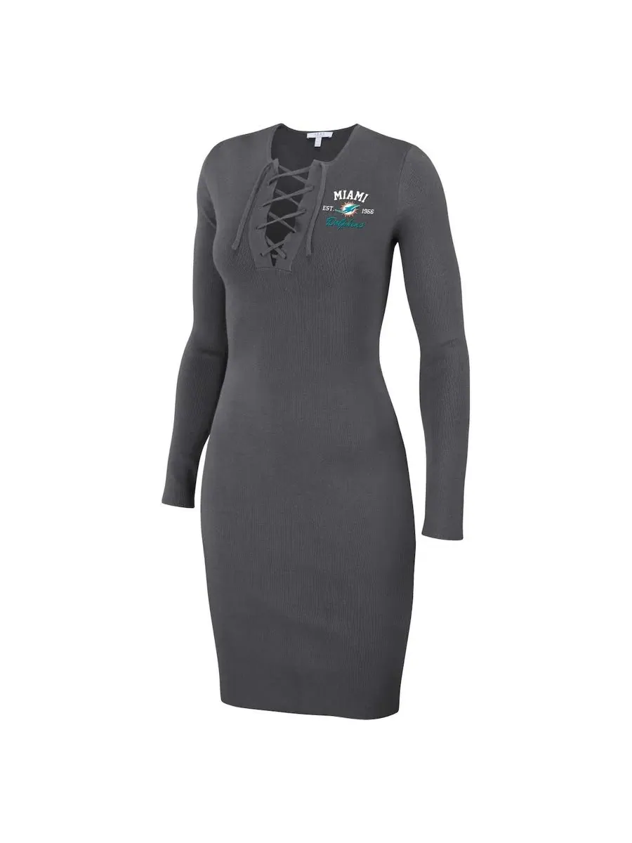 Платье с длинным рукавом с принтом и шнуровкой WEAR by Erin Andrews — изображение 2 из 3, темно-серый