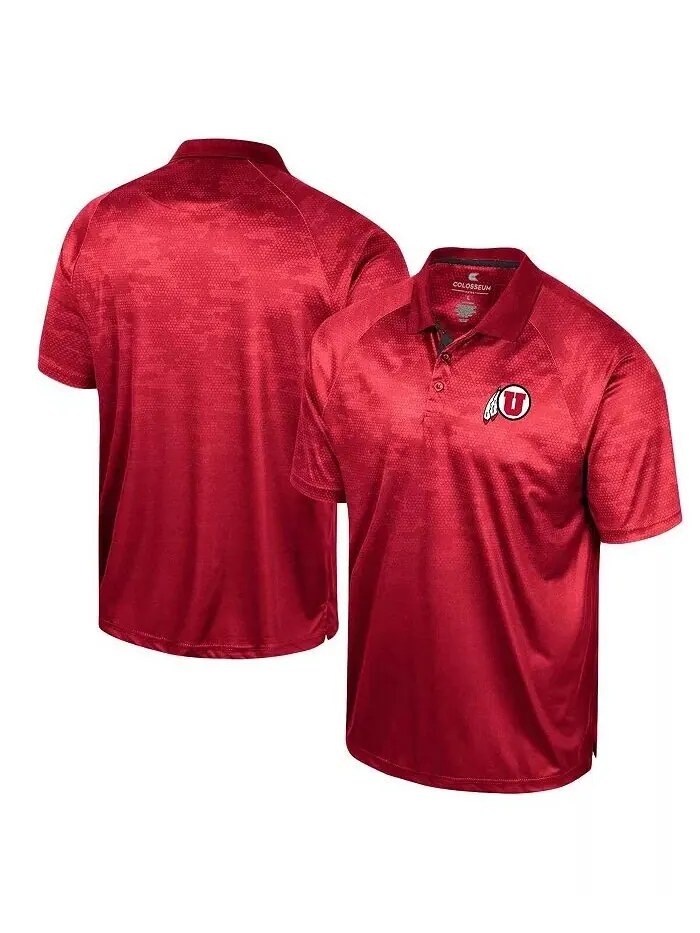Мужская красная рубашка-поло Utah Utes Honeycomb Raglan Colosseum — изображение 1 из 3