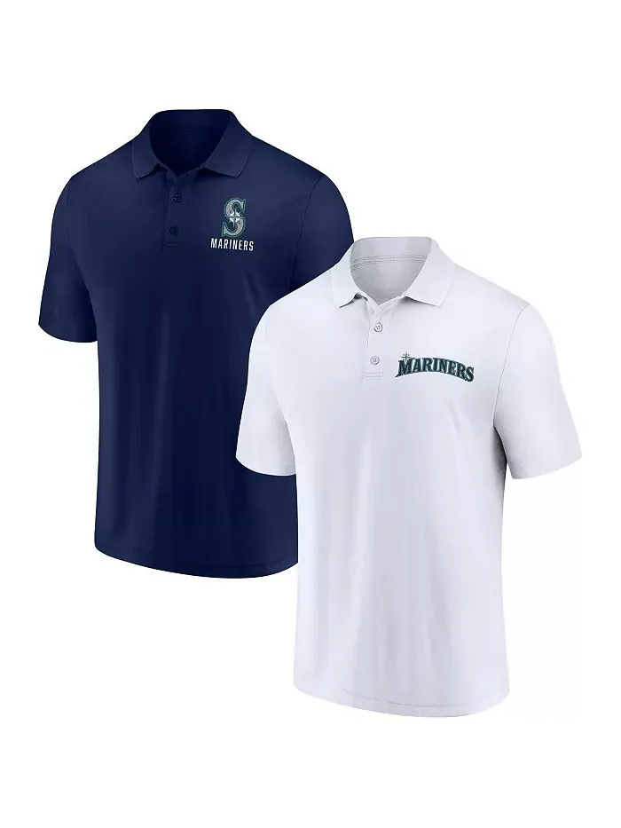 Мужской набор из двух поло Seattle Mariners Logo Lockup в цветах темно-синий и белый Fanatics — изображение 1 из 3