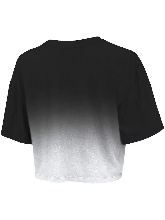 Женская укороченная футболка Tri-Blend с нитками черного и белого цвета Brooklyn Nets Dirty Dribble — изображение 3 из 3