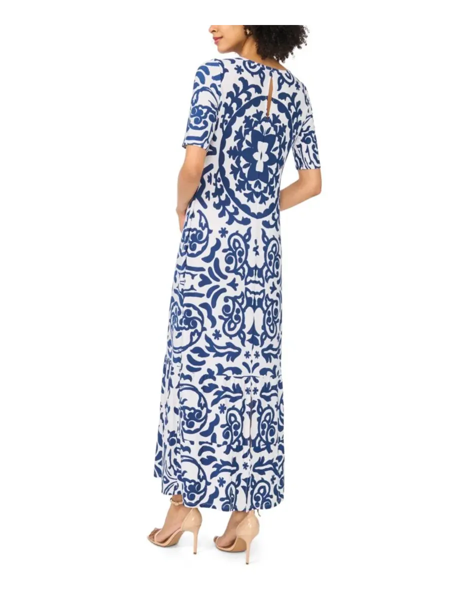 Женское длинное платье с круглым вырезом и принтом Vince Camuto, Classic Na — изображение 2 из 4