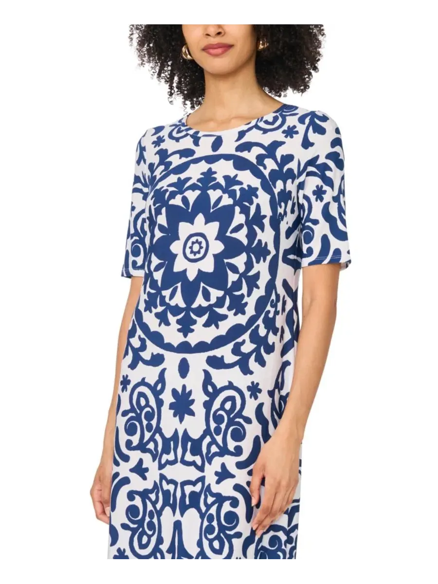 Женское длинное платье с круглым вырезом и принтом Vince Camuto, Classic Na — изображение 3 из 4