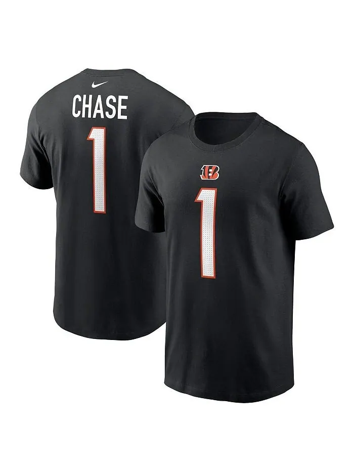 Мужская черная футболка Ja'Marr Chase Cincinnati Bengals с именем и номером игрока Nike — изображение 1 из 3, черный