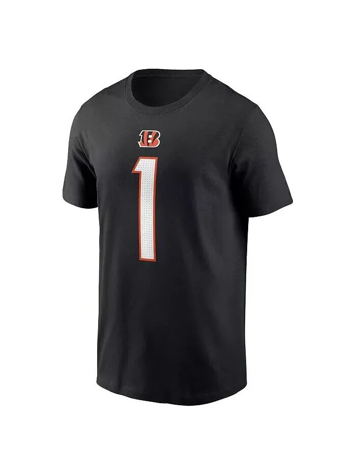 Мужская черная футболка Ja'Marr Chase Cincinnati Bengals с именем и номером игрока Nike — изображение 2 из 3