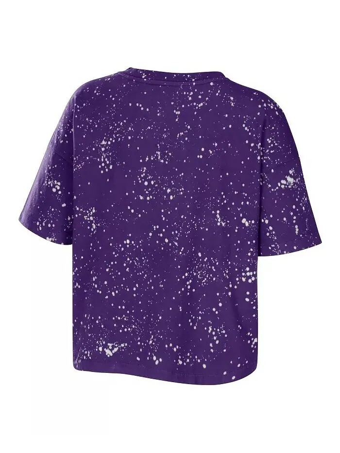 Женская фиолетовая футболка Los Angeles Lakers Bleach Splatter Notch Neck WEAR by Erin Andrews — изображение 2 из 3
