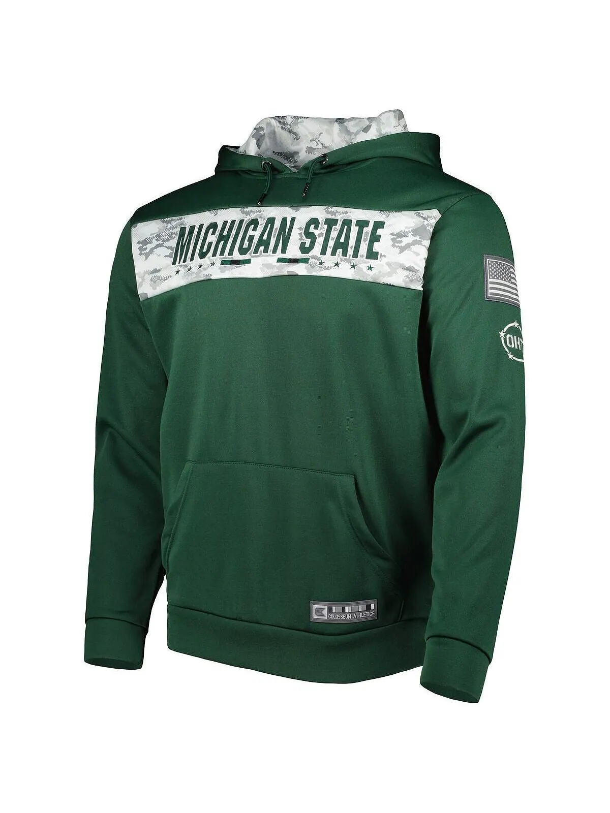 Мужской зеленый пуловер с капюшоном Michigan State Spartans OHT в стиле милитари — изображение 3 из 4