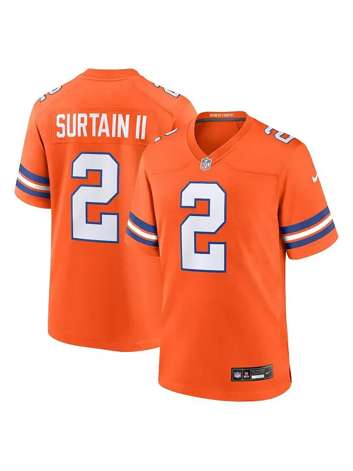 Мужская игровая джерси Patrick Surtain II в оранжевом цвете Denver Broncos из коллекции Mile High — изображение 1 из 3