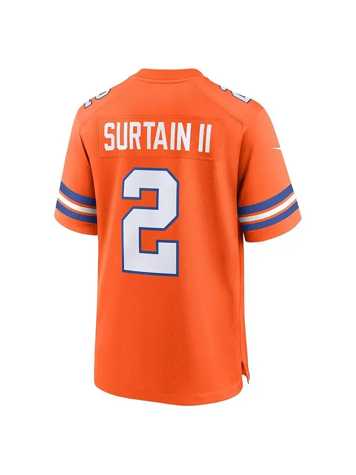 Мужская игровая джерси Patrick Surtain II в оранжевом цвете Denver Broncos из коллекции Mile High — изображение 2 из 3
