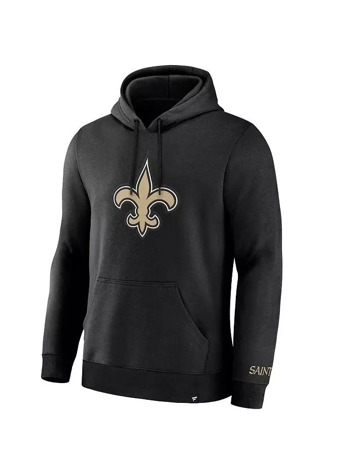 Мужская черная толстовка с капюшоном New Orleans Saints Legacy Fleece Pullover Hoodie Fanatics — изображение 2 из 5