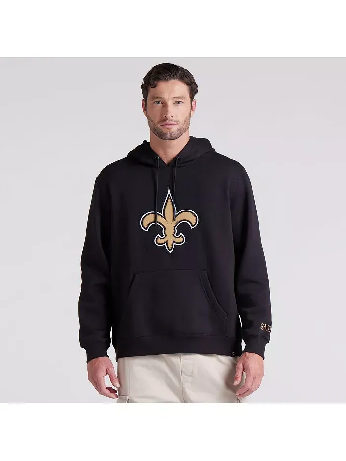 Мужская черная толстовка с капюшоном New Orleans Saints Legacy Fleece Pullover Hoodie Fanatics — изображение 4 из 5
