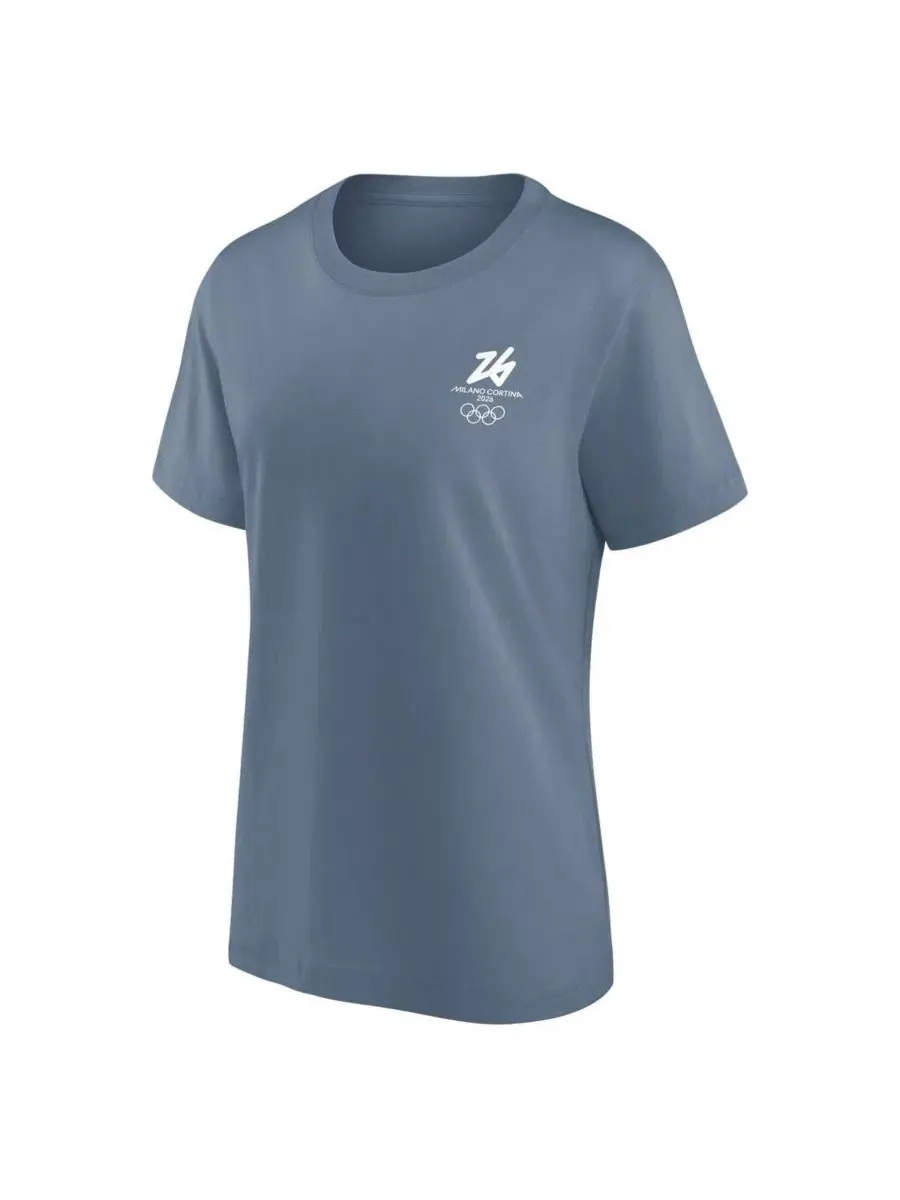 Женская синяя футболка Milano Cortina 2026 Winter Olympics Essentials Fanatics — изображение 2 из 3, синий