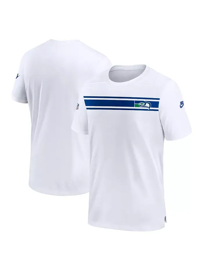 Мужская белая футболка Seattle Seahawks Throwback Sideline Coaches Performance Nike — изображение 1 из 3