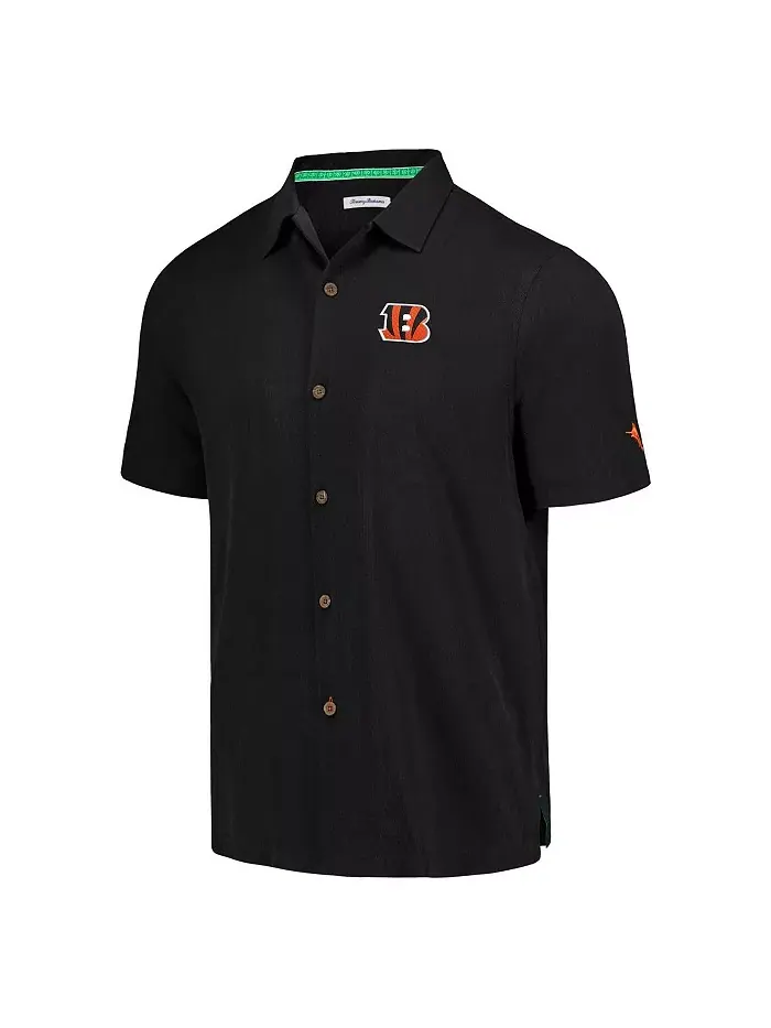 Мужская черная кнопочная рубашка Cincinnati Bengals Tidal Kickoff Camp Tommy Bahama — изображение 3 из 3