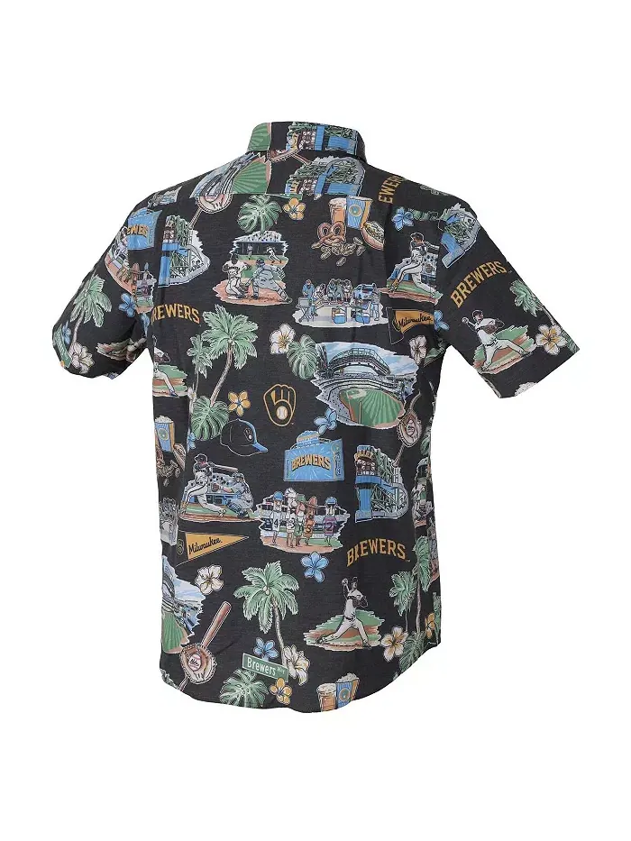 Мужская черная кнопочная рубашка Milwaukee Brewers Scenic Tri-Blend Reyn Spooner — изображение 2 из 3