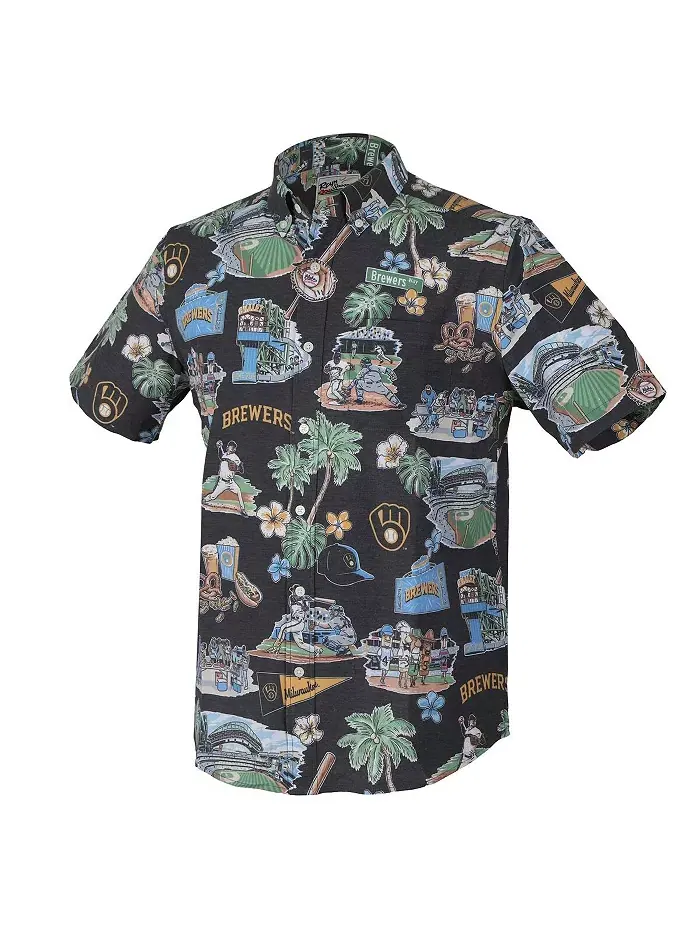 Мужская черная кнопочная рубашка Milwaukee Brewers Scenic Tri-Blend Reyn Spooner — изображение 3 из 3