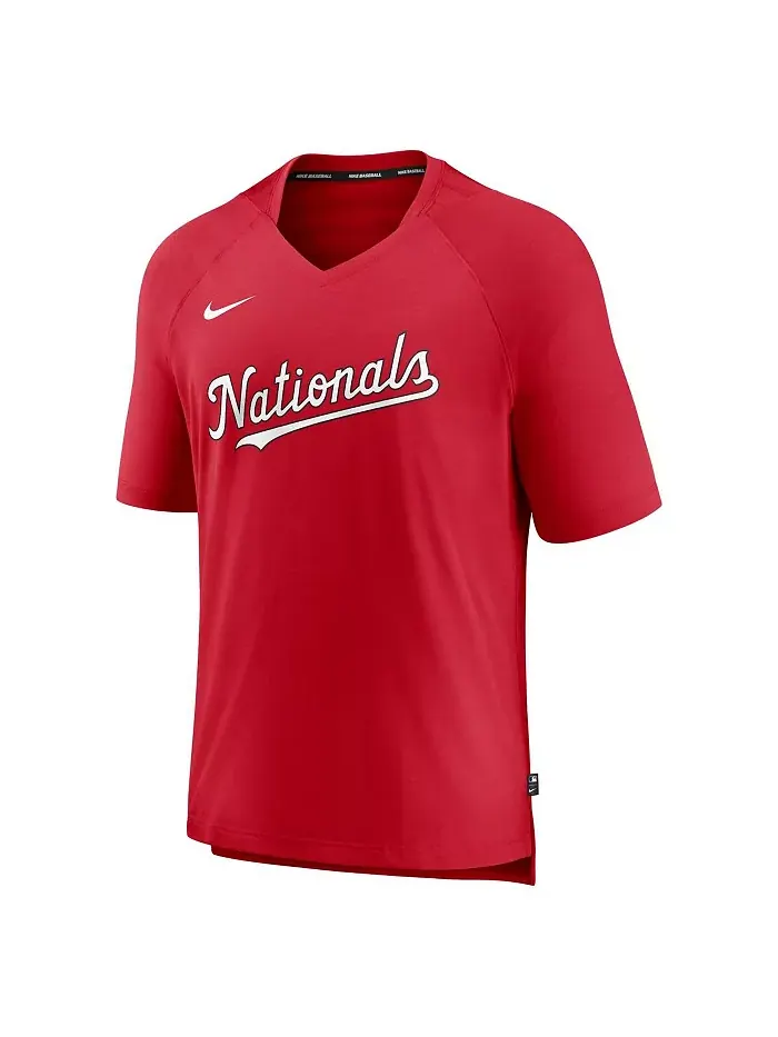 Мужская красная футболка Washington Nationals Authentic Collection Pregame Raglan Performance с — изображение 2 из 3