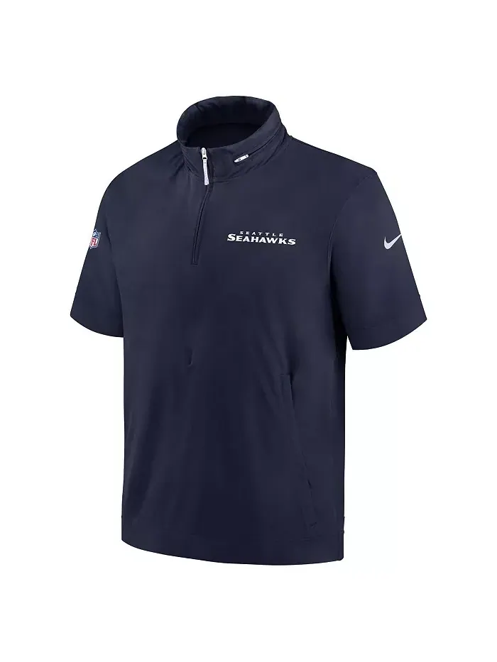 Мужская худи-полузип с коротким рукавом Seattle Seahawks 2024 College Navy для тренерского — изображение 2 из 3