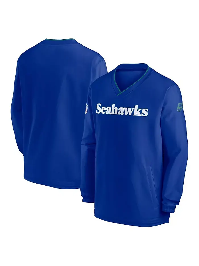 Мужская толстовка с длинным рукавом и V-образным вырезом Royal Seattle Seahawks 2024 Sideline — изображение 1 из 3