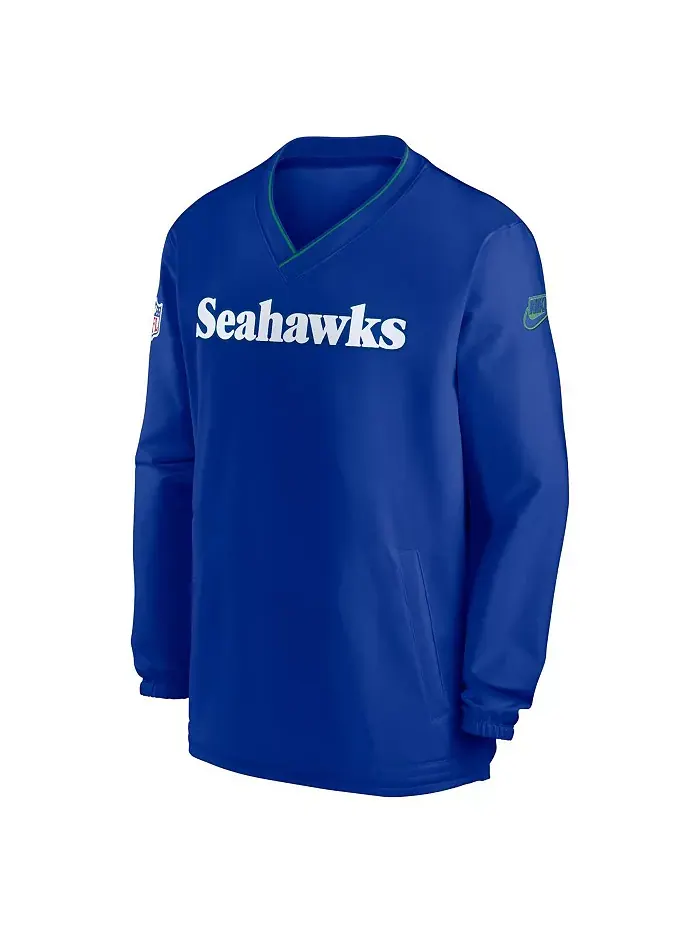Мужская толстовка с длинным рукавом и V-образным вырезом Royal Seattle Seahawks 2024 Sideline — изображение 3 из 3