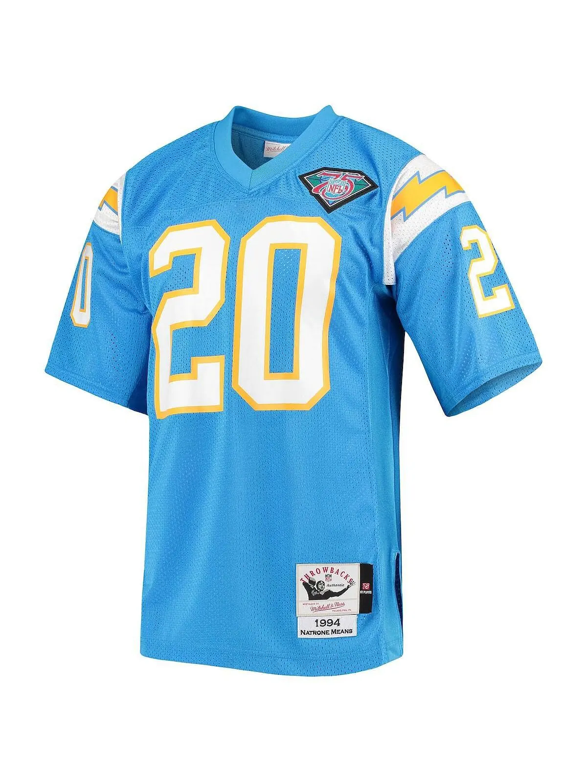 Мужская футболка natrone means powder blue los angeles chargers, аутентичная футболка для — изображение 2 из 3, синий