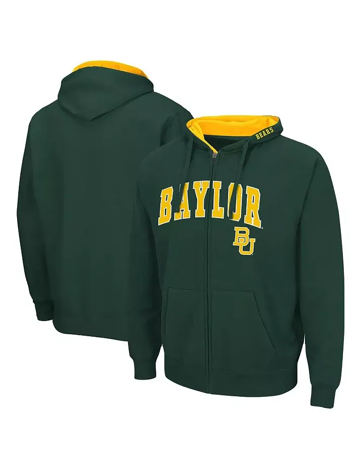 Мужская зеленая толстовка Baylor Bears с арочным логотипом 3.0 на молнии Colosseum — изображение 1 из 3