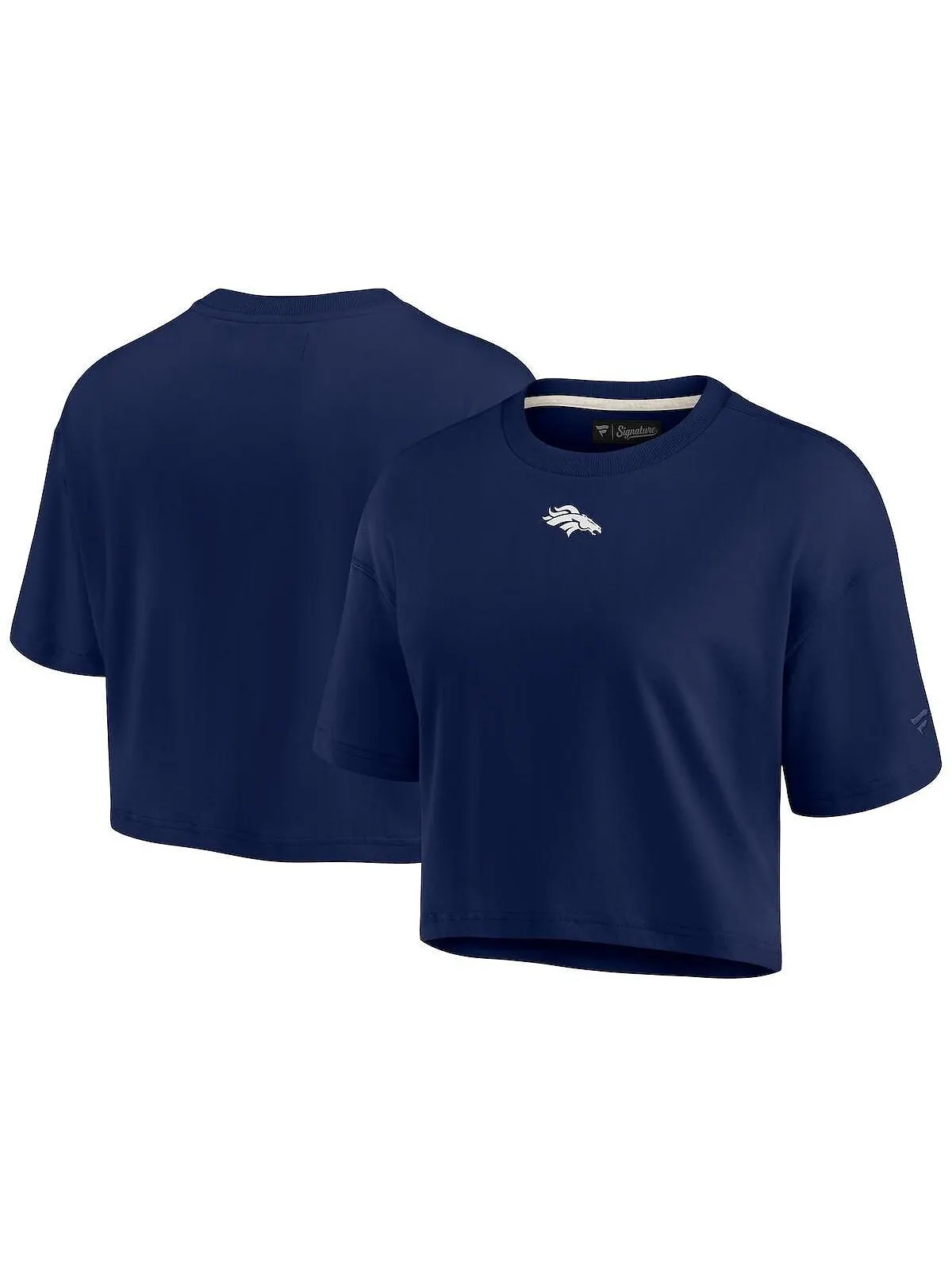 Женская темно-синяя укороченная футболка Denver Broncos Super Soft с короткими рукавами Fanatics — изображение 1 из 3