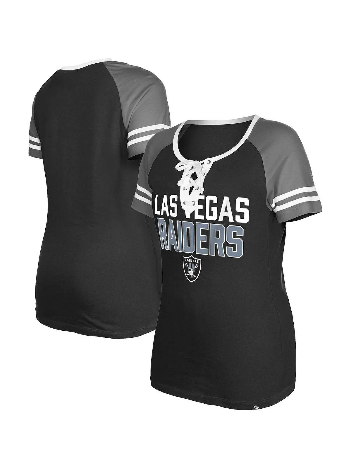 Женская черная футболка на шнуровке Las Vegas Raiders реглан New Era