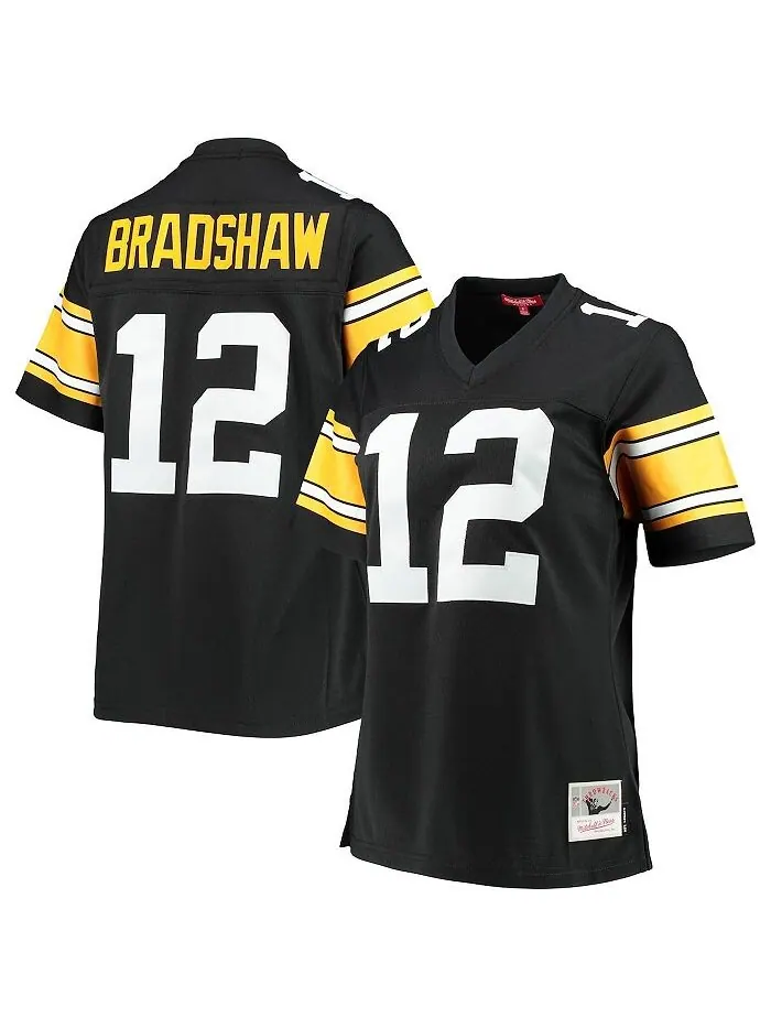 Женская футболка Terry Bradshaw Black Pittsburgh Steelers Legacy Replica Player Mitchell & Ness — изображение 1 из 3, черный