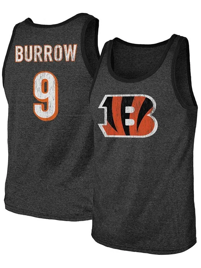 Мужская майка Tri-Blend черного цвета Joe Burrow Cincinnati Bengals с именем и номером Fanatics — изображение 1 из 3, черный