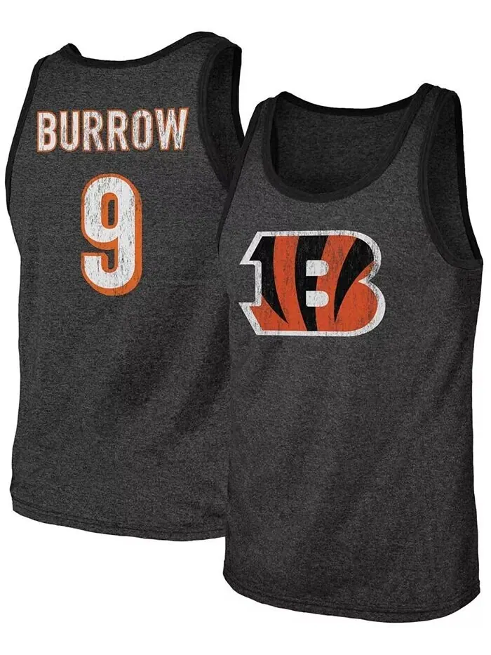 Мужская майка-топ Joe Burrow Black Cincinnati Bengals с именем и номером Tri-Blend Fanatics — изображение 1 из 3