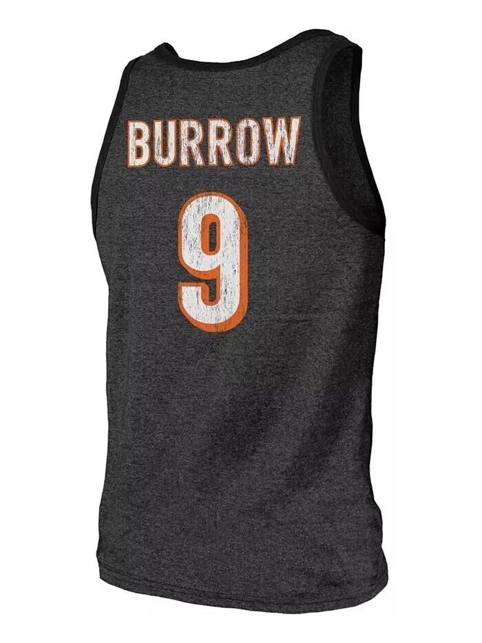Мужская майка-топ Joe Burrow Black Cincinnati Bengals с именем и номером Tri-Blend Fanatics — изображение 2 из 3