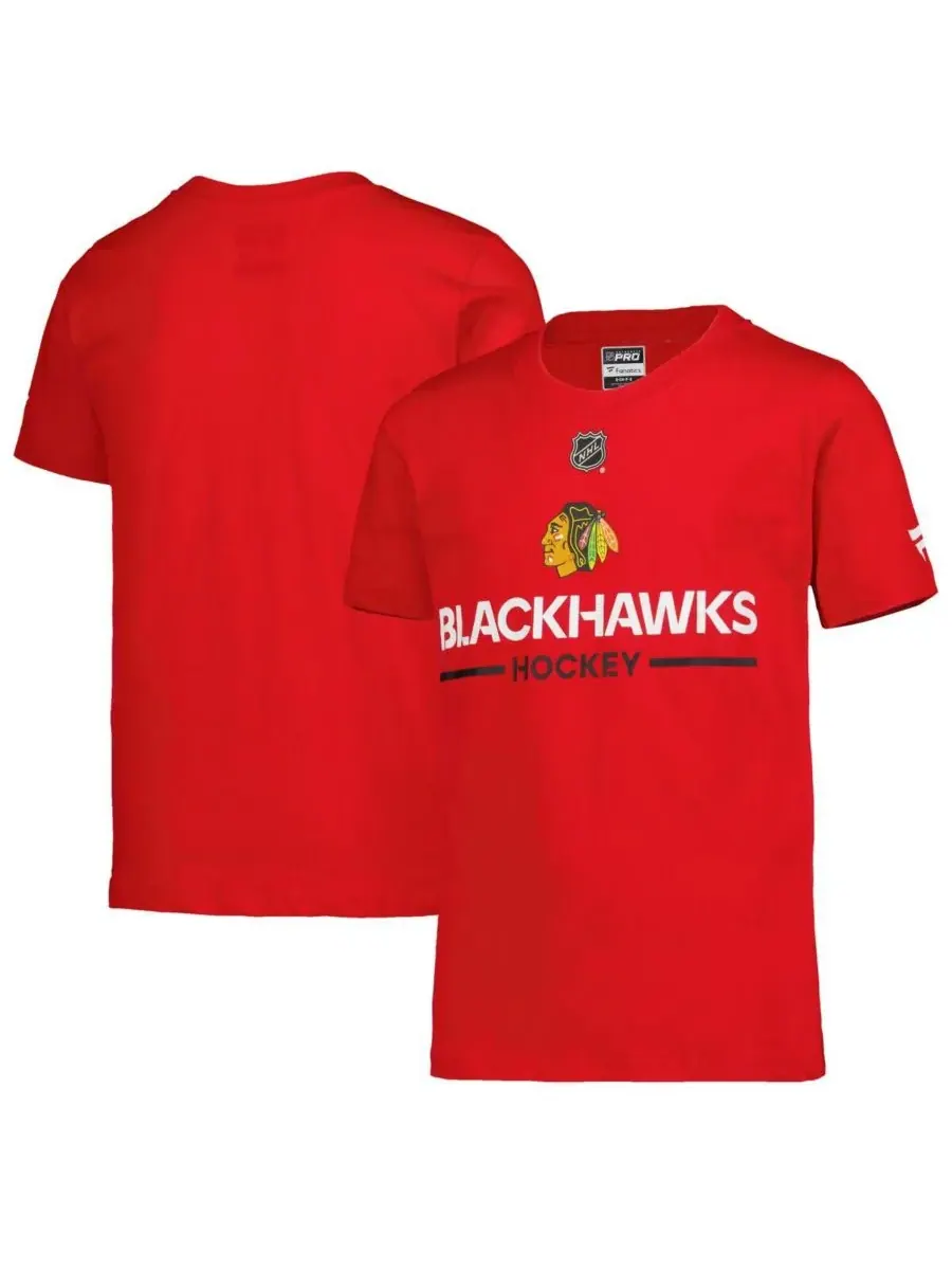 Fanatics Футболка с логотипом Chicago Blackhawks Authentic Pro для мальчиков и девочек — изображение 1 из 3, красный